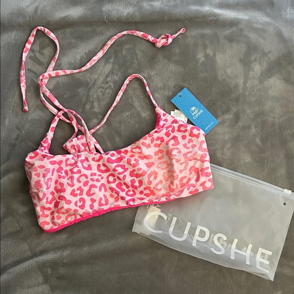 Cupshe Vibrant Pink Animal Print Bikini Top - Picture 1 of 1